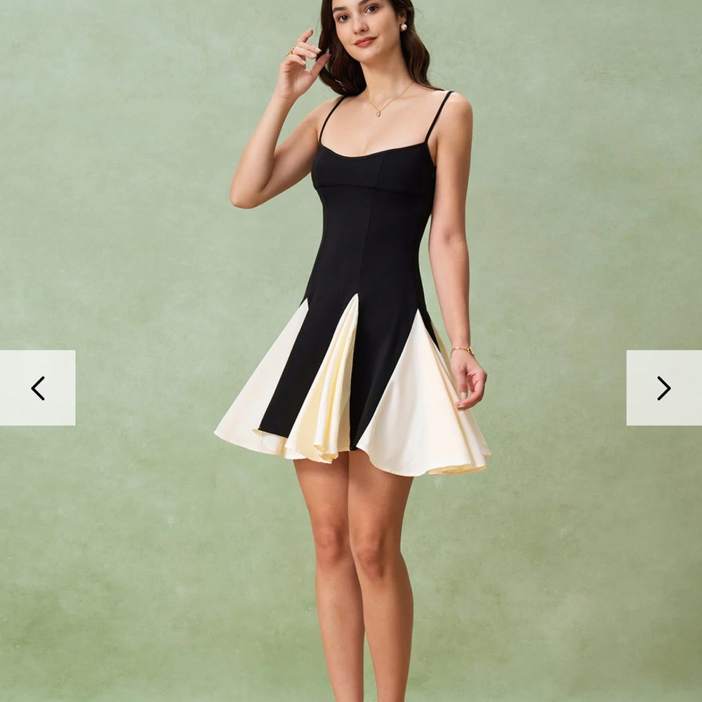 RIHOAS Black and Cream Contrast Mini Dress - Picture 3 of 6